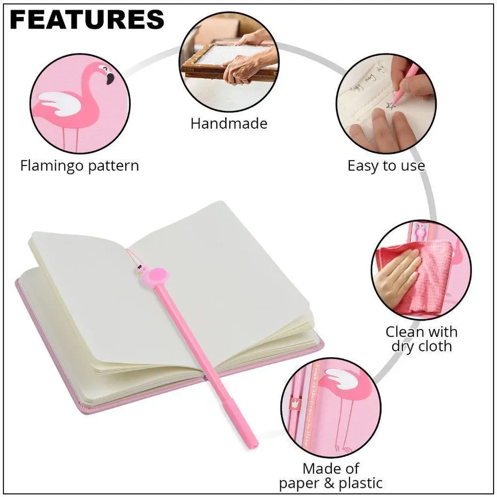 Pink Flamingo Pattern Journal with Stencil Set